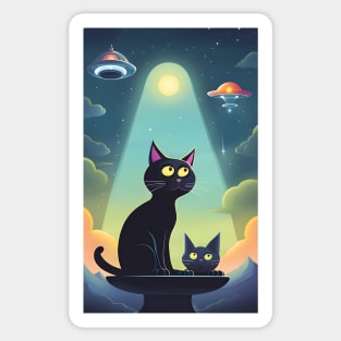 Black Cats UFO Sticker